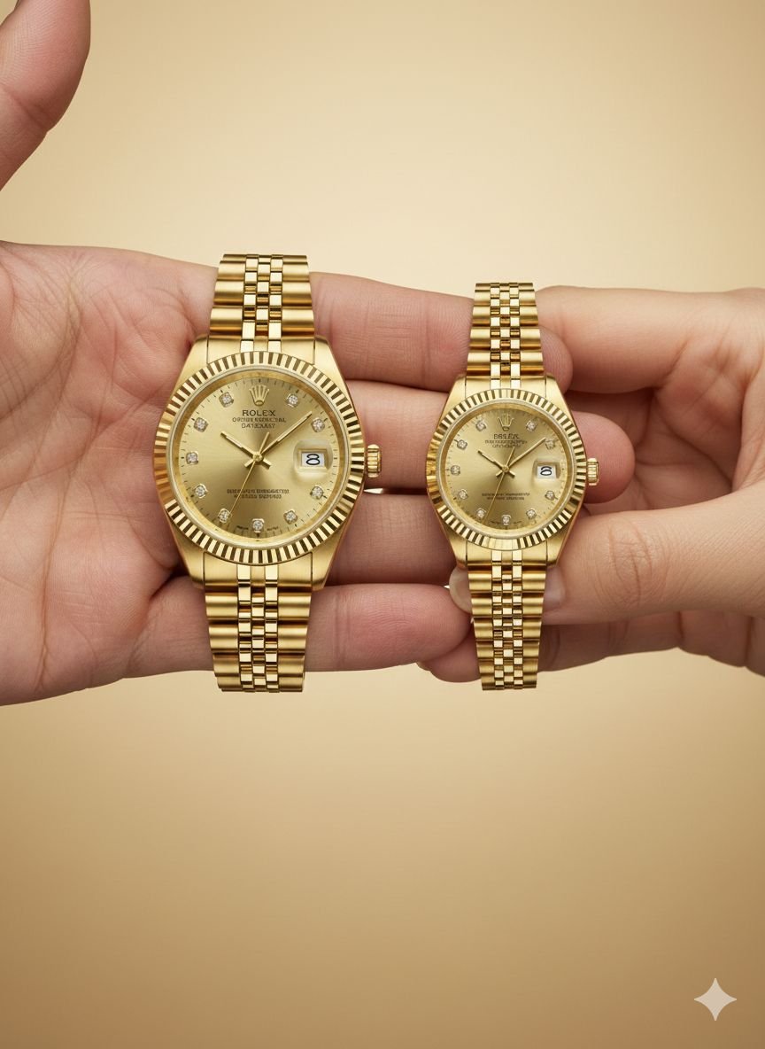 ساعت ست مردانه و زنانه رولکس صفحه طلایی ROLEX کد 2315 ارزان و اقتصادی